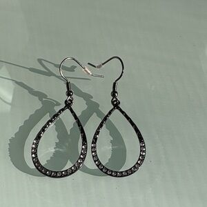 Park Lane Black and Silver Teardrop Earrings
